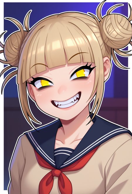 score_9, score_7_up, BREAK   <lora:kannelart-guy-PONYv1:1>, no pupils, 1girl, solo, toga himiko, portrait, crazy smile,