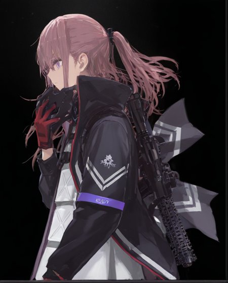 highres,absurdres,Cinematic Lighting,moody lighting,available light,Volumetric Lighting,photo background,(alternate costume:1.4),blurry background,solo,soles,
(alternate costume:1.4),blurry background,solo,soles,
1girl,st ar-15 (girls' frontline),ar-15,solo,gloves,gun,pink hair,long hair,jacket,holding,ponytail,bangs,hair ornament,black background,red gloves,sidelocks,purple eyes,dress,simple background,assault rifle,from side,closed mouth,hair between eyes,armband,mod3 (girls' frontline),streaked hair,strap,holding mask,coat,
cowboy_shot,from_side,<lora:sample:1>,