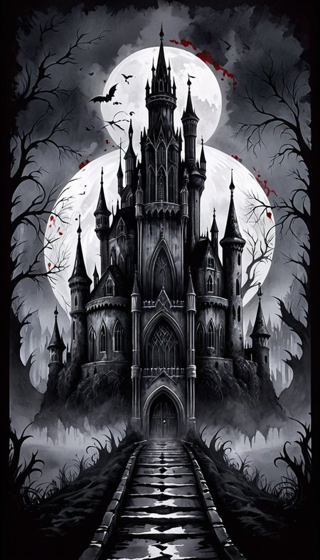positiv Clip L:
(Create a Gothic poster featuring a sinister and foreboding dark castle)  (Cute and fluffy anime style)     ,   
positiv Clip G:
watercolor painting  . vibrant, beautiful, painterly, detailed, textural, artistic, Ink Dripping Drawing, ink drawing, dripping ink, Japanese Ink Drawing, ink drawing, inkwash, Japanese Ink Drawing (Create a Gothic poster featuring a sinister and foreboding dark castle)  (Cute and fluffy anime style)     ,