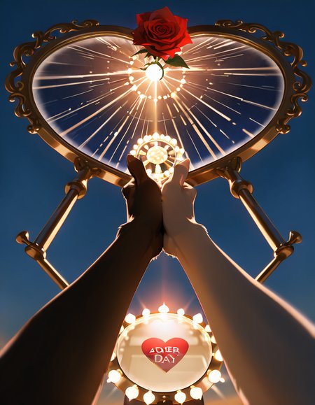 Advertising poster style , masterpiece, best quality, very aesthetic, absurdres, (furry art), by Nobuhiro Watsuki, from below, Hard light from a spotlight for dramatic effect (Hard Spot Light)., handfixer, usnr, sfw, 
valentines day poster, 2others, cartoon, candlelit, flowers, red rose, romantic dinner, lovebirds, hand-in-hand walks along the beach at sunset, soft lantern glow, red heart-shaped mirror, 
<lora:HandFixer_pdxl_Incrs_v1:1> <lora:Dynamic Poses:1> <lora:illustrious_noobai_epsilon_pred_11_very_aesthetic_v1:0.35> <lora:USNR STYLE_XL_lokr:0.25>, 
masterpiece, best quality, very aesthetic, absurdres, (furry art), . Professional, modern, product-focused, commercial, eye-catching, highly detailed