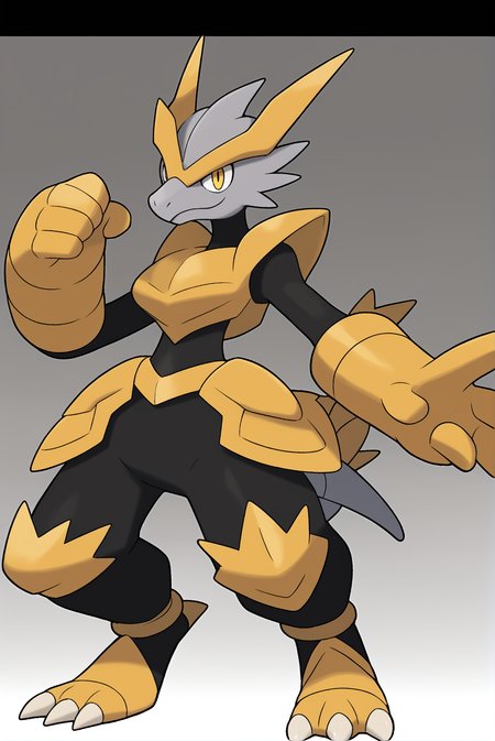 Score_9, Score_8_up, score_7_up, score_6_up, rating_safe solo, type: steel, type: dragon, egg group: dragon and human-like, it is pokemon that is draconic and humanoid, it has skin made of metal, it has golden claws, it has silver skin and golden eyes, it is wearing a dress that is made of metal and looks like armor, it has a feminine humanoid appearance, it has black head frills that look like hair, it has medium breasts, it is curvaceous<lora:EMS-300164-EMS:0.800000>