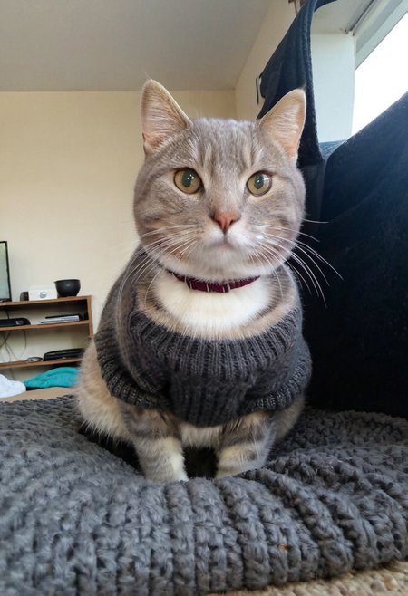 realistic photo, (sharp focus, highly detailed, 4k, 8k, best quality, masterpiece, ultra highres:1)m <lora:fpz:0.88>, fpz, 1cat, cat, wearing a turtleneck sweater, wearing yoga pants