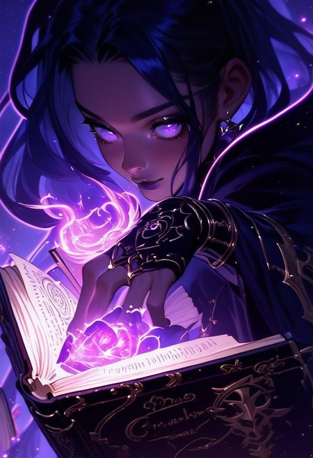score_9, score_8_up, score_8_up, godrays, a dark fantasy style anime , the glowing purple outline of a hand drawn with magic marker on a page, book, hand focus
