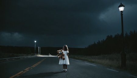 photograph fflixdcenv, scenery, no humans, original, road, lamppost, night, outdoors, dark, blue theme, street, building, sky, monochrome, light
 <lora:fflixdcenv-000013:0.7>
1girl, wearing a white dress while she holds a toy bear on her arms, spooky, horror, 50mm . cinematic 4k epic detailed 4k epic detailed photograph shot on kodak detailed cinematic hbo dark moody, 35mm photo, grainy, vignette, vintage, Kodachrome, Lomography, stained, highly detailed, found footage