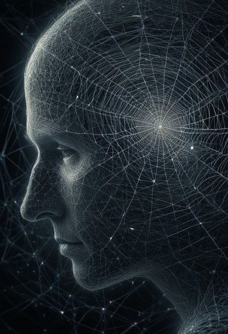 A striking, thought-provoking image features a dramatic close-up scene that invites introspection and contemplation. The subject is not immediately apparent but gradually reveals itself as an intricate web of connections, symbols, or patterns that demand the viewer's attention. With expert use of composition, lighting, and detail, this powerful digital illustration challenges the audience to decipher its meaning, sparking conversation, debate, and self-reflection on a deeper level.