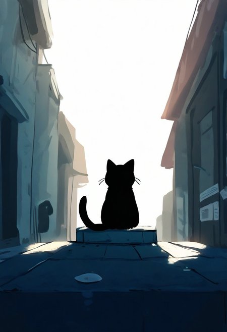 chii-kun \(seedyoulater\), naguru \(cyoroama\), 
very awa, masterpiece, highres, absurdres, newest, year 2024, year 2023, 
(cat:1.2), black cat, (no humans:1.1), scared, paws, fur, (cute:1.2), comfy, solo, standing, 
roof cyberpunk city, OO,
day, sunlight, sunrays, 
<lora:TA_trained:0.75>, <lora:ponyv4_noob1_2_adamW-000017:0.33>, <lora:shiroski:0.75>,
