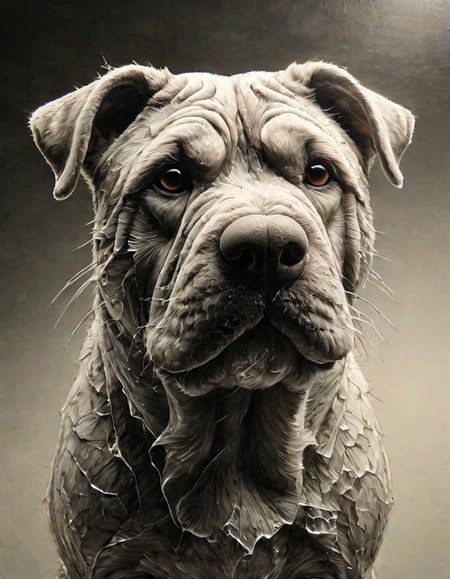 candid Drawing, Studio shot of a Fantastical Disgusting (Shar Pei:1.3) , intricate details, desolate space, at Midday, Screen print, Direct light, <lora:sdxl_lightning_8step_lora:1>, <lora:ral-milkyglass:0.95> made out of ral-milkyglass, epic, beautiful detailed, atmosphere, illustrious, dynamic composition, confident, beautiful