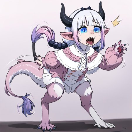 score_9, score_8_up, score_7_up, source_anime, source_furry, realistic, ((bytransform)), ((transformation)), uneven transformation, asymmetrical transformation, mid transformation, dynamic pose, full body, human girl, petite cute, scared, terrified, screaming, crying, Kanna_Kamui to yinglet transformation, blue_eyes, slit_pupils, pink_hair, low_twintails, long_hair, blunt_bangs, gradient_hair, flat_chest, dragon_horns, tail, hair_beads, black_hairband, hair_bow, black_bow, hybrid human yinglet feet, [digitigrade legs], hybrid human yinglet hands, looking at self in shock, shocked expression, scared expression, scared body language, (Kanna_Kamui transforming into a yinglet), multibreast, covered multibreast, 4breast, torn clothing, oversized clothing, clothes falling off, frilled_dress, pink_dress, frilled_capelet, fur-trimmed_capelet, white_capelet, white_thighhighs, puffy_long_sleeves, pink_sleeves, 1girl, solo, (hybrid colored fur:0.5), monster girl, realistic, (tail), (cutie, young, soft features:1.1), long ears, small body, diminutive, short body, petite cute, nubile 18yo girl, Expressiveh, snout, pained expression, wincing face