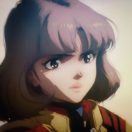 score_9, score_8_up, score_7_up, zPDXL, source_anime, potrait, solo, Large Breasts, detail1eye,  busty breasts,  face03, [10726] 1990s_\(style\), midori, lips, black bodysuit, blue armband, yellow jacket. closed mouth