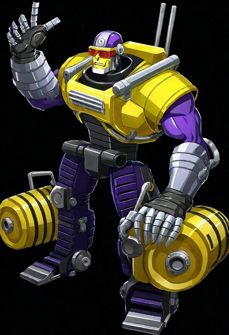 ncrender of the world jojo as a cyborg road roller man,simple background,black background