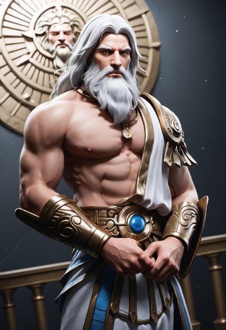 safe_pos, safe_pos, safe_pos, score_9, score_8_up, rating_nsfw, ultra hd, absurdres, best quality, masterpiece, masculine, solo, 1male, male focus, best anatomy, best eyes, best hands, sexiest man alive, erotic, gay porn, hand with five fingers, mature male,

smite video game, smite, cartoon art style, SmiteZeus, SmiteZeusBeard, SmiteZeusShield, white robes, beard, white hair, facial hair, greek temple, looking at viewer, dutch angle, Expressiveh, detailed background, best lighting