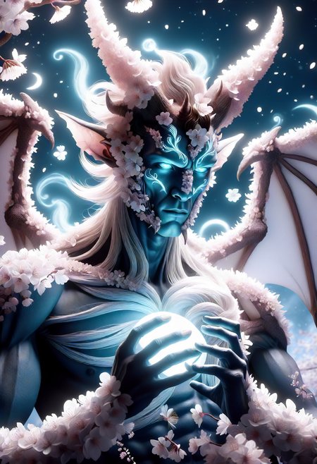 DonMS4kur4XL,sakura blossoms, female incubus, malevolent male demon, humanoid appearance, attractive seductive demeanor, bat like wings, horns, clawed hands, hoofs, dark demonic hues, enticing, nighttime seduction, sexual nightmares,, adolescence, compact, native hawaiian, turquoise eyes, small ears, aquiline nose, receding chin,    rectangular face shape, elegant wrists,    , chestnut blunt cut hair, embarrassment, etheric resonance, hands forming an energy ball between palms,      arcanist, healing magic , astral projection, leaning backward, projecting consciousness, glowing runes   <lora:released\DonM3t3rn1tyXL-v1.1-000008:0.8><lora:myLora\DonMS4kur4XL-000006:0.8>