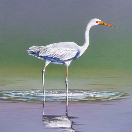 a Crane standing in a pond in the wild alone alone alone SCG768-illustrate