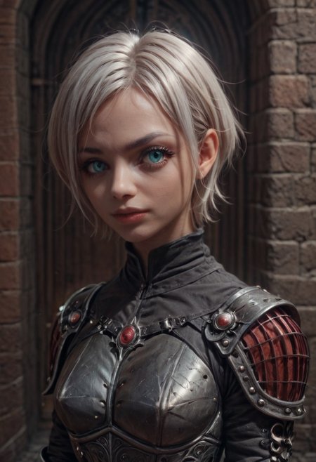 masterpiece, score_9, score_8_up, score_7_up, EasyNegative_v2, (looking at viewer:0.9), score_9, score_8, score_7, score_8_up, score_7_up, score_6_up, high resolution, (((1girl))), solo, short hair, white hair,   aqua eyes, full body, pretty face,  black leather armor, red trim, wielding a leather bullwhip, haunted castle, vampire slayer <lora:Pony_DetailV2.0:3> (best quality:1.1) 8k, sharp focus, anatomically correct, anatomically correct face, extremely detailed eyes, smooth edges, symmetrical eyes, symmetrical face, creepy, gothic,