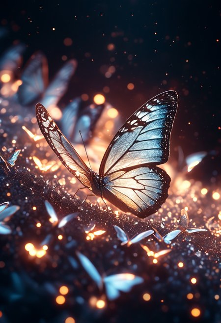 cinematic still 1butterfly in the dark on the white crystals . emotional, harmonious, vignette, 4k epic detailed, shot on kodak, 35mm photo, sharp focus, high budget, cinemascope, moody, epic, gorgeous, film grain, grainy, cinematic still 1butterfly in the dark on the white crystals . emotional, harmonious, vignette, highly detailed, high budget, bokeh, cinemascope, moody, epic, gorgeous, film grain, grainy, 1butterfly in the dark on the white crystals, coherent symmetry, colorful, intricate, detailed, sharp focus, transparent, warm light, dramatic color, cinematic, illuminated, open atmosphere, friendly, professional, quality, extremely attractive, elegant, stunning, futuristic, best detail, bright, hopeful, cute, perfect, romantic, pure, rational, artistic, beautiful