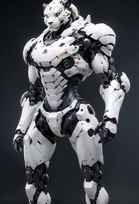,High-quality, realistic, and masterful, the white lion robot is a fantastical creation, blending the best of technology and imagination in scenes that captivate and inspire.xp, niji,