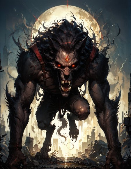 score_9, score_8_up, score_7_up, score_6_up, score_5_up, score_4_up,  werewolf, fierce, tall, (strong:1.1), dark cinematography, cinematic lighting, (red glowing eyes:1.2), black fur