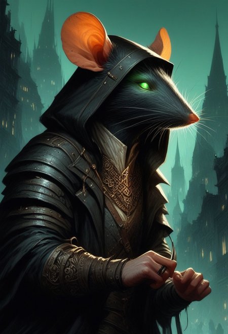 BREAK score_9, score_8_up, score_7_up,  victorian city, night, ominous, solo,  rat man, black longcoat, wearing goggles, green glow eyes, hood, knife, dynamic pose, leaning forward, fully body shot , leather armour, sneaking
(masterpiece, best quality, ultra detailed, intricate details:1.2), (detailed face:1.1), (rat folk:1.5) <lora:RPGRatFolkXL:1>