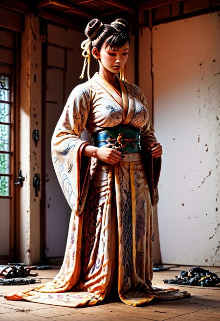 1 girl, detailed, 1girl, chun-li, kimono, covered, exploring, evi@decrepPunk, Hand, detailed, perfect, perfection, hands, 4ng3l face,