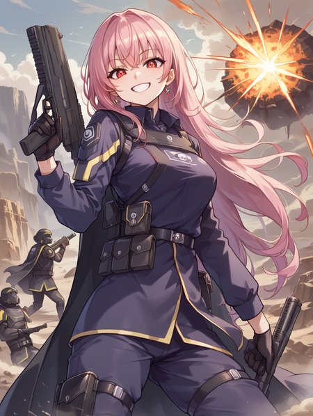 score_9, score_8_up, score_7_up,source_anime,BREAK,
Helldiver_Helldivers, 1girl, smile, weapon, holding weapon, 
<lora:Helldiver_Helldivers:1>