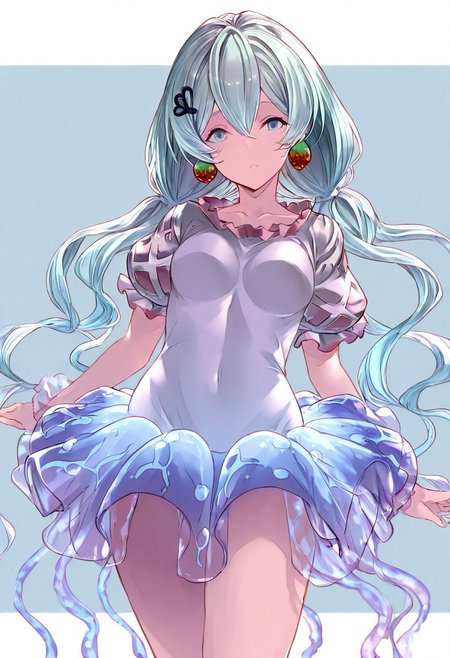 score_9, score_8_up, score_7_up, score_6_up, score_5_up, score_4_up, source_anime, solo, 1girl, 
ebisu_eika, cupitan_\(granblue_fantasy\), jellyfish outfit, 
masterpiece, best quality, very aesthetic, absurdres,