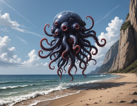 score_9, an eldritch abomination emerging out of the ocean surf. tentacles, sea creature, octopus,
<lora:The_Grey_Ones_Horror_Theme_v2-000008:0.6> gr4y0ne,