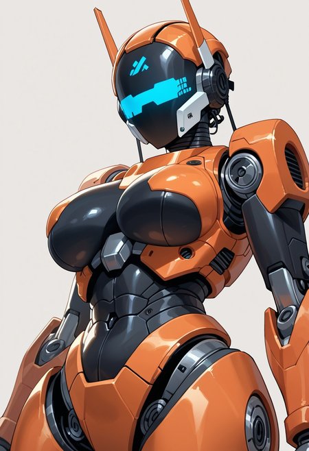 score_9, score_8_up, score_7_up,
 robot , pixel face, screen face, robot body, metal skin, no mouth, full metal body, robot breast,