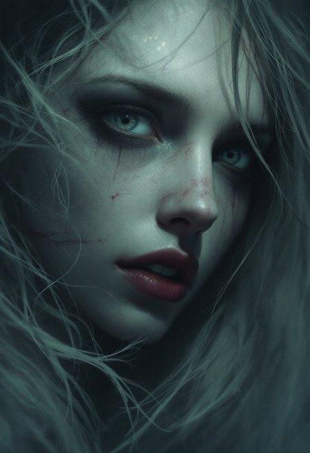 OMINOUS,NIGHTMARE,HORROR,portrait of a woman,sadness,despair,ethereal,DEPRESSION,high detail,4k,digital painting,artstation,concept art,sharp focus, aidmamj6.1, bo-abyss, aidmafluxpro1.1, aidmaimageupgrader