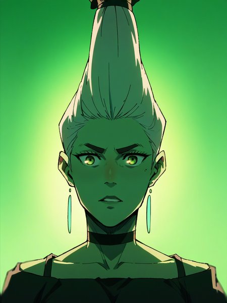 score_9, score_8_up, score_7_up, score_6_up, score_5_up,   <lora:dandadanXLP:1> dan, 1girl, green lighting, portrait,