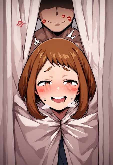 score_9, score_8_up, score_7_up, (source_anime:1),masterpiece,high quality, highres, 1girl, My Hero Academia Anime Style, 2D, ochaco uraraka,^^^,panicking, half-closed eyes, after sex,open mouth,steam,torogao, kiss mark, (1boy,sex from behind:1.3), faceless male, 1girl, curtains, hidden hands, blush, smile, looking at viewer, close up, rating_questionable <lora:What_are_you_doing_behind_the_curtain:1>