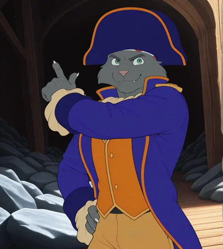 (solo), anthro, furry, male, male focus, manly, solo, captainclaw, feline, green eyes, pirate hat, vest, blue coat, upper body, smile, pose, posing, pinup, rock, pants, three-quarter view, 
BREAK masterpiece, best quality, amazing quality, very aesthetic, high resolution, ultra-detailed, absurd res, newest,  scenery, <lora:CaptainClaw:1>