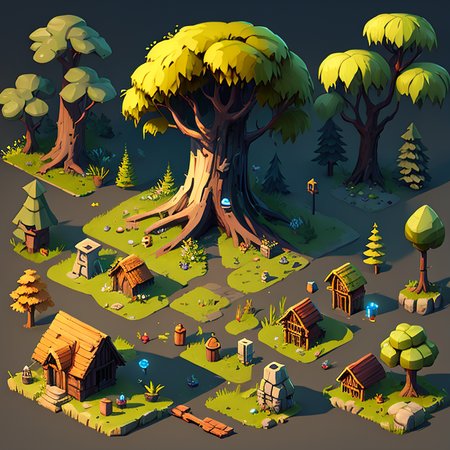 <lora:2dsprite:0.6> 2dsprite assets forest
