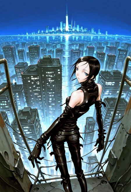 tsutomu nihei,1girl,cityscape,