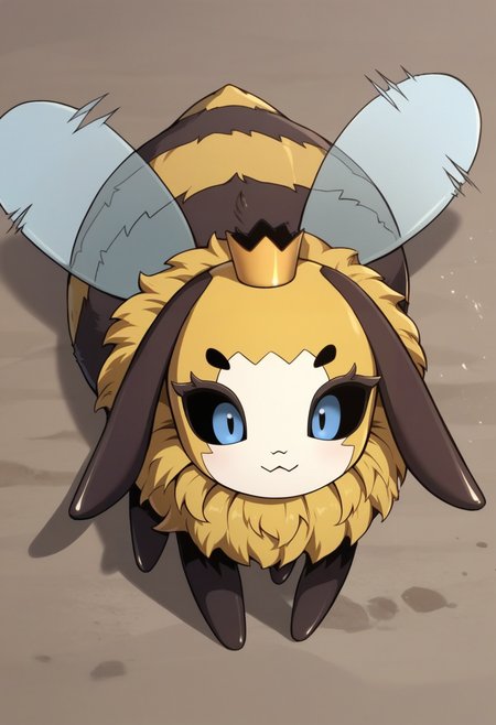 score_9, score_8_up, score_7_up, solo , <lora:add-detail-xl:3>,
BREAK
<lora:Bee_Queen:0.8>, monster bee, pokemon (creature), bug, blue eyes, mini crown, :3,