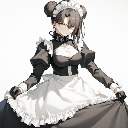 <lora:Takeuchi_Takashi_PonyXL_style_v01:1>
<lora:agent.pony:1>
score_9 , score_8_up , score_7_up , source_anime , 
masterpiece , best quality , ultra-detailed , 
BREAK
agent \(girls' frontline\), maid
1girl , woman , huge breasts , light smile , light blush , ((jeanne d'arc (fate)):0.5)  , 
long black hair  , maid dress ,  
view straight on