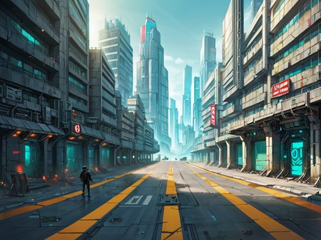 score_9, score_8_up, score_7_up,,source_amime, BREAK  <lora:gits95environment:0.6>,
gits95, , scenery, science fiction, building, city, outdoors, sign, weapon, cyberpunk, ground vehicle, road