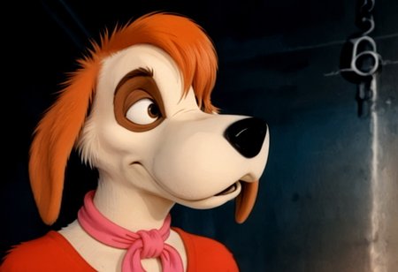 score_9, score_8_up, score_7_up, source:furry, dynamic lighting, detailed background, nature background,  anthro, furry, detailed eyes. detailed face, furry male, headshot, solo,
BREAK
Mealy_Potatoes, anthro dog, furry male, cartoon dog, beige fur, orange spots, orange hair, black eyes, black nose, orange ears, long ears, animal ears, floppy ears, long hair, hair covering one eye, pink kerchief, red pants, torn pants, footpaws
BREAK
<lora:add-detail-xl:1.5>