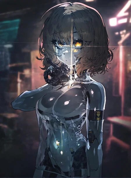 1girl ,anis_(nikke)  , ssambatea, quasarcake, Fishine, negative space, see-through_body ,made of, tiny neon glass filaments, w0gf1l, Android, star, solo, glass skin, made of glass,neon light, detailed background, hand out frame,
<lora:illustrious_noobai_epsilon_pred_1_best_quality_v1:0.7> ,<lora:illustrious_noobai_epsilon_pred_1_masterpieces_v1:0.7>,  <lora:add_details_xl:0.7>,<lora:ponyv5_noobE11_1_adamW:.0.5>, <lora:World_of_Glass_Filament:1>
masterpiece, best quality, amazing quality, very aesthetic, absurdres, newest,