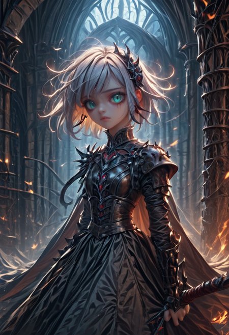 masterpiece, score_9, score_8_up, score_7_up, EasyNegative_v2, (looking at viewer:0.9), score_9, score_8, score_7, score_8_up, score_7_up, score_6_up, high resolution, (((1girl))), solo, short hair, white hair,   aqua eyes, full body, pretty face,  black leather armor, red trim, wielding a leather bullwhip, haunted castle, vampire slayer <lora:Pony_DetailV2.0:3> (best quality:1.1) 8k, sharp focus, anatomically correct, anatomically correct face, extremely detailed eyes, smooth edges, symmetrical eyes, symmetrical face, creepy, gothic,