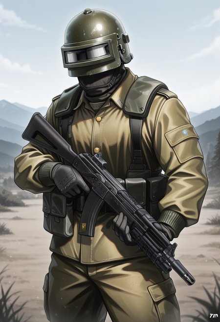 masterpiece, best quality, 4ltyn, combat helmet, visor (armor), solo, military, 1boy, male focus, helmet