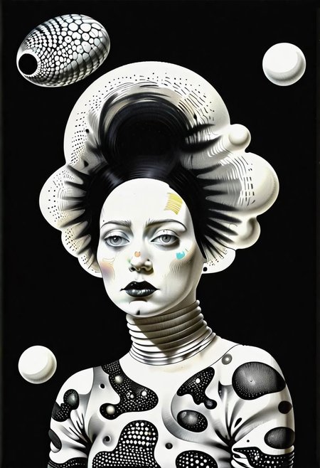 raw sketch of interwoven concrete cement pebbles cob cobblestone shell scales, by Bellmer, by Malevitch, by Kandinsky, Surreal psychedelic bizarre, psychedelic hallucination, pop surrealism, rough crosshatch drawing pop art Lunatic_Portrait of a young woman in latex Avant-garde Fashion page, slick back, low bun, black makeup, sinister expression, intense glare, (melting flesh covered in moss, rot, mold, bubbles, droplets:1.5), avant-garde, abstract, weird, geometric, constructivism, suprematism, rayonism, verticism, lineism, tj