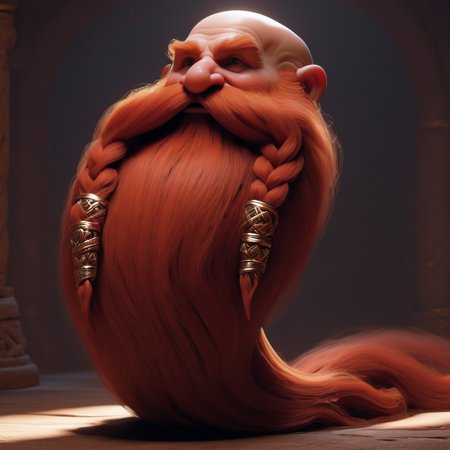 Volumetric Lighting, ultra detailed, masterpiece,  Harry_Dwarf,  dwarf-like, flowing long red beard, twirly moustache,bald, bangles, <lora:Harry_Dwarf_1.5:1>, light depth, dramatic atmospheric lighting, volumetric lighting