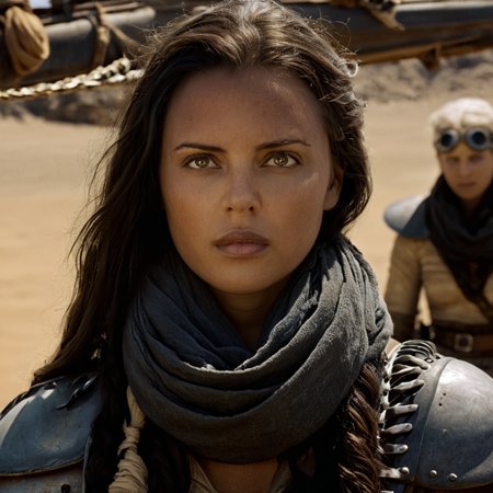 cinematic film still of <lora:add-detail-xl:0.1>1
<lora:detailed:0.2>
<lora:perfection style:0.2>
<lora:eyetune:0.5>
<lora:xl_more_art-full_v1:0.3>
<lora:Ron Fricke style:0.3>
 <lora:Unreal Engine style:0.2>
<lora:TeethXL:1>
 <lora:Chiaroscuro Lighting Style:0.3>
 <lora:Mad Max Fury Road style:1>
In a dystopian world - The collapse of society Young Warrior Woman a woman with a horse head and a scarf on,solo,long hair,looking at viewer,black hair,1boy,upper body,male focus,outdoors,scarf,armor,facial hair,scar,scar on face , action movie themed, sharp, detailed, epic cinematic photography, artistic, dramatic light, cinematic color style, Kodak film style, Mad Max Fury Road style, shallow depth of field, vignette, highly detailed, high budget, bokeh, cinemascope, moody, epic, gorgeous, film grain, grainy