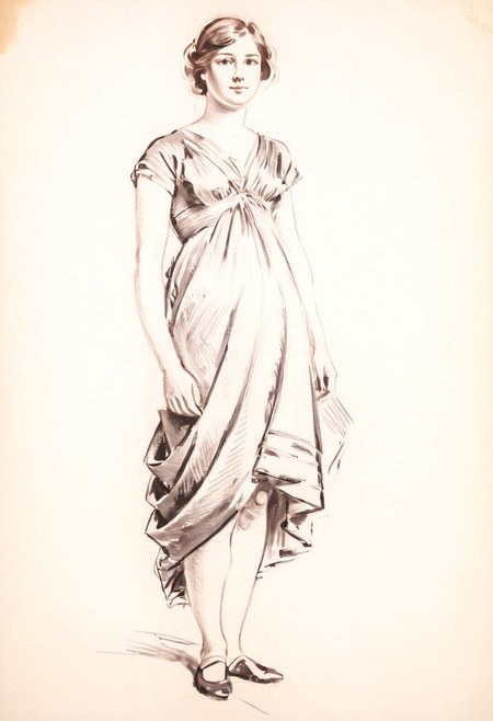 simple background, a sketch of a standing woman, solo, dress, monochrome, full body, <lora:sketch_study_XL_resize:1.2>