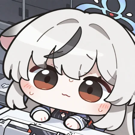 1girl, solo, blush, closed mouth, sweat, black eyes, :3, chibi, deformed, arikuigames1105, kokona \(blue archive\), 
very awa, masterpiece, best quality, amazing quality, absurd res, hi res, highres,  <lora:NoobV065sHyperDmd:1>  <lora:nunchi:0.5> <lora:Arikuigames1105IllustriousV1:1> <lora:ER_SD:1>