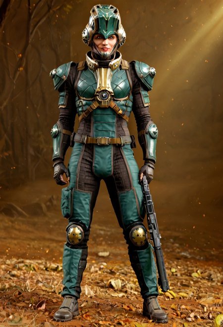 badass Grineer, grineer lancer, teal grineer,  Wearing mask, mask on, grineer mask, grineer mask on, yellow eyes,  1boy, grineer lancer outfit, wearing grineer mask, holding gun, grineer gun, grakata, holding grakata, 
(Grineer mask), , (dark shot:1.17), ((epic)) realistic, faded, , art, (hdr:1.5), (muted colors:1.2), hyperdetailed, (artstation:1.5), cinematic, warm lights, dramatic light, (intricate details:1.1), complex background, (rutkowski:0.8),((full body:1.9)), by Blizzard entertainment, big armor, l, wearing corpus helmet, low light, facing camera, lot of details, detailed armor, half side portrait, on corpus tileset, (night time),