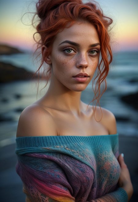 mysterious coloured woman with freckles, a stunningly seductive stare, in off-shoulder sweater, fading backlit background, pastell colours, alluring goddess, by Minjae Lee, Carne Griffiths, Emily Kell, Steve McCurry, Geoffroy Thoorens, Aaron Horkey, Jordan Grimmer, Greg Rutkowski, amazing depth, double exposure, surreal, geometric patterns, intricately detailed, bokeh,  perfect balanced, deep fine borders, artistic photorealism , smooth,  great masterwork by Suiras  <lora:add-detail-xl:2>  <lora:Double_Exposure:0.5>