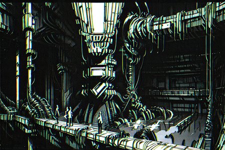 highly insanely detailed, masterpiece, top quality, best quality, highres, 4k, 8k, RAW photo, (very aesthetic, beautiful and aesthetic),  
tsutomu nihei,nihei_tsutomu,blame!,blame gakuen!,abara,TNstyle,sidonia_no_kishi,(stairs,sidonia \(ship\),space,spacecraft,mausoleum,megastructure in background,lab,giant room),drainpipe,buildings,gauna,gauna mech,tentacles,bones,letterboxed,machinery,walkway,clouds,dark sky,black sky,ventilation fan,ventilation shaft,light particles,fence,toha heavy industries,air conditioner,star \(sky\),starry sky,lantern,wire,dome,bridge,cables,tubes,industrial pipes,concrete walls,metal walls,smoke,fog,mist,foggy,steam,blm,cyberpunk,vast scenery,perspective,no human,empty,decrepit,flock,science fiction,open space,dark background,dystopia,destroyed,biomachine,bioluminescence,futuristic, 
<lora:ABARA:0.6>, 
(1girl:1.3), 
solo focus, 
Solarium,Serene room with glass walls offering panoramic views of the Nile,potted palms adding a touch of greenery,mosaic tiles depicting aquatic scenes underfoot,chaise lounges draped in silk throws,and golden sconces illuminating the space,neon black background,neon white background,(dripping colors background,colored fractal background,solid color background),âââ