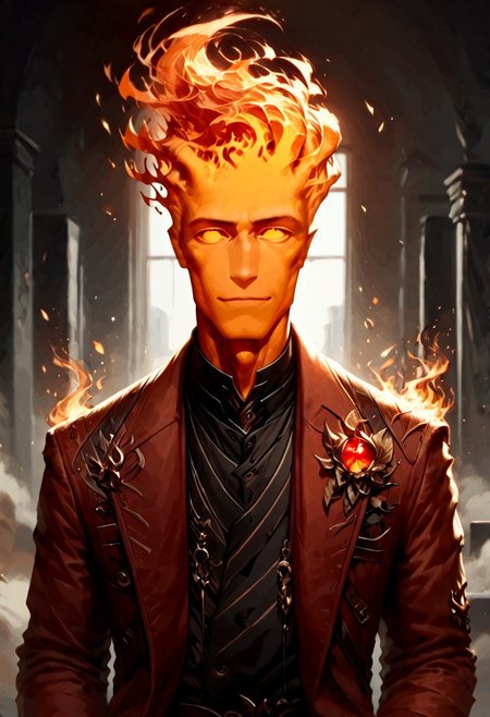 score_9, score_8_up, score_7_up, intricate details, rating_questionable,
<lora:dvr-gs:0.8>, dvr-gs, <lora:firehuman:1>, 
1man(firehuman, fiery body, solo, cowboy shot, looking at the viewer, red iris, happy, bodybuilder, ), black background, 
<lora:ral-chrosc-clr:0.5>, ral-chrosc-clr,
<lora:Expressive_H:0.5>
<lora:xl_more_art-full_v1:0.3>,
<lora:add-detail-xl:0.3>,