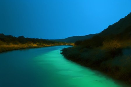 river, blue light